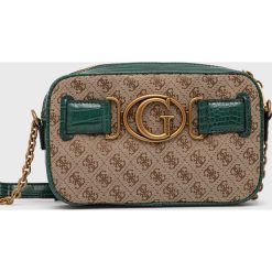 Guess torebka kolor beżowy. Brązowe listonoszki Guess, z aplikacjami, na ramię, bez dodatków. Za 599.99 zł.