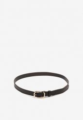 Czarny Pasek Ozdobiony Metalową Klamrą Pulinia. Czarne paski Renee, bez wzorów, z jeansu, eleganckie. W wyprzedaży za 15.99 zł.