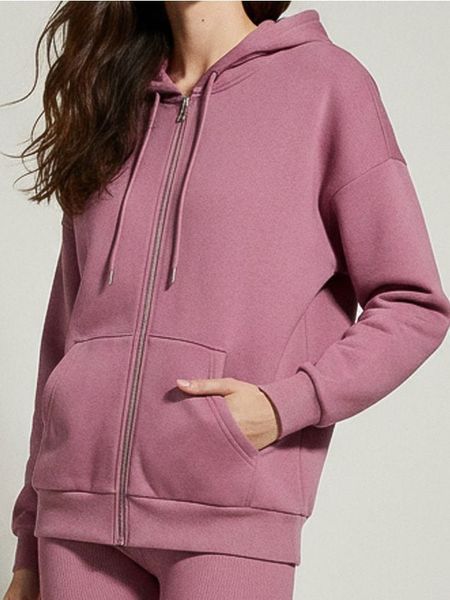 Rozpinana bluza z kapturem basic - fioletowy. Fioletowe bluzy Sinsay, l, bez wzorów, bez ramiączek, z kapturem. Za 49.99 zł.