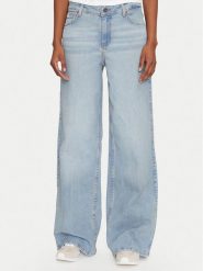 Guess Jeans Jeansy W4BA0Y D5CCA Niebieski Wide Leg. Niebieskie jeansy Guess Jeans, z aplikacjami, z bawełny. Za 309.99 zł.