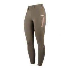 Damskie legginsy jeździeckie o średniej przyczepności HORKA Mindy. Brązowe legginsy Horka, bez wzorów, z materiału, długie. Za 408.50 zł.