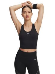 Under Armour Top funkcyjny w kolorze czarnym rozmiar: L. Czarne topy Under Armour, l, bez wzorów, z materiału, bez kołnierzyka, bez ramiączek. Za 110.45 zł.