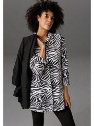 Aniston Bluzka w kolorze czarno-białym rozmiar: 40. Białe bluzki Aniston, bez wzorów, z wiskozy, bez kołnierzyka, bez ramiączek. Za 56.99 zł.