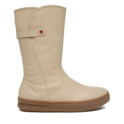 Kozaki Rieker. Brązowe kozaki Rieker, bez wzorów, bez obcasa, na płaskiej podeszwie, bez zapięcia. Za 399.99 zł.