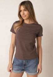 Szary Klasyczny T-shirt z Bawełny o Prostym Kroju Heneia. Szare t-shirty Born2be, m, z aplikacjami, z bawełny, klasyczne, bez kołnierzyka, bez ramiączek. Za 29.99 zł.