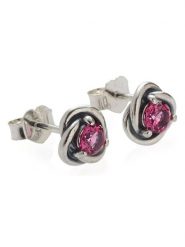 Pandora Srebrne kolczyki-wkrętki z kryształami rozmiar: onesize. Różowe kolczyki Pandora, z kryształem, srebrne. Za 165.99 zł.