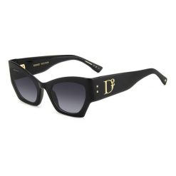 Okulary przeciwsłoneczne DSQUARED2 D2 0132/S 807 dla kobiet, rozmiar 55 mm. Czarne okulary przeciwsłoneczne DSQUARED, bez wzorów. Za 1,298.95 zł.