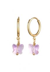 Elli Creolen Schmetterling Glas Kristalle Lila 925 Sterling Silber vergoldet Kolczyki 1 ct Damski. Kolczyki Elli, srebrne. Za 163.99 zł.