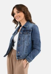 Krótka kurtka jeansowa J-LUNA. Niebieskie kurtki Volcano, plus size, bez wzorów, z bawełny, klasyczne, bez kaptura. Za 249.99 zł.