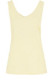 Tank top z lnu. Zielone topy bonprix, bez wzorów, bez kołnierzyka, bez ramiączek. Za 122.99 zł.