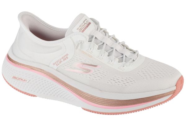 Buty do biegania damskie, Slip-Ins: Go Run Elevate 2.0 - Banyan. Białe buty do biegania Skechers, bez wzorów, z materiału, przed kostkę, bez zapięcia, do biegania. Za 429.99 zł.