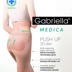 Rajstopy Gabriella Push Up 20 den beige. Brązowe bielizna modelująca Gabriella, bez wzorów, z elastanu, z podwyższonym stanem. Za 34.90 zł.