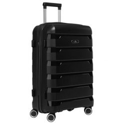 Czarna, średnia walizka z polipropylenu z obrotowymi kółkami Peterson PTN HPP-01-W-M. Czarne walizki Peterson, średnie. Za 157.99 zł.