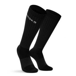 Podkolanówki do gry w padla Padel Siroko Contour Black. Czarne skarpetki SIROKO, bez wzorów, z materiału. Za 64.00 zł.