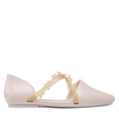 Baleriny Melissa. Brązowe baleriny Melissa, bez wzorów, bez obcasa, bez zapięcia. Za 229.99 zł.