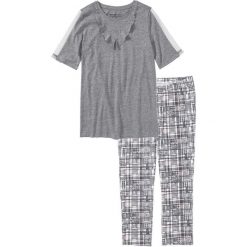 Piżama z legginsami 3/4 bonprix szary melanż wzorzysty. Piżamy marki bonprix. Za 69.99 zł.