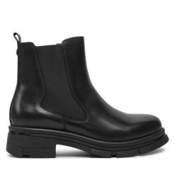 Botki Caprice. Czarne botki Caprice, bez wzorów, bez obcasa, na płaskiej podeszwie, bez zapięcia. Za 319.99 zł.