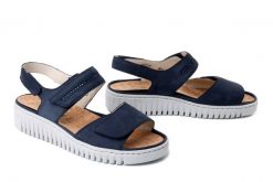 WALDLAUFER 630001 162 217 K-Valerie marine, sandały damskie. Niebieskie sandały Waldlaufer, bez wzorów, marine, bez obcasa, bez zapięcia. Za 494.90 zł.