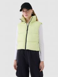 4F Bezrękawnik puchowy cropped z wypełnieniem syntetycznym damski - zielony XL. Zielone kamizelki 4f, xl, bez wzorów, z dzianiny, klasyczne, bez ramiączek, bez kaptura. W wyprzedaży za 99.99 zł.