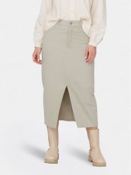 ONLY Spódnica jeansowa Lola 15318146 Beżowy Regular Fit. Brązowe spódnice ONLY, l, bez wzorów, z bawełny. Za 99.99 zł.