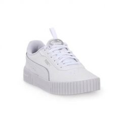 Buty do chodzenia damskie Puma 02 Carina 2.0 Pop Up. Białe buty sportowe lifestyle Puma, bez wzorów, z materiału, bez zapięcia, trekkingowe. W wyprzedaży za 199.00 zł.