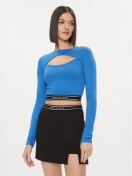 Tommy Jeans Bluzka DW0DW17394 Niebieski Slim Fit. Niebieskie bluzki Tommy Jeans, xl, bez wzorów, z jeansu, bez kołnierzyka, bez ramiączek. Za 129.99 zł.