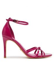 Guess Sandały FLJSPR PAF03 Różowy. Czerwone sandały Guess, z aplikacjami, ze skóry, bez obcasa, na szpilce, bez zapięcia. Za 539.99 zł.