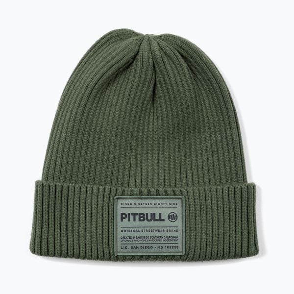 Czapka zimowa Pitbull Beanie Dock. Zielone czapki zimowe PITBULL, z aplikacjami, z dzianiny, sportowe. Za 66.99 zł.