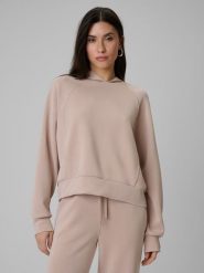 4F Bluza dresowa regular z kapturem damska - beżowa L. Brązowe bluzy z kapturem 4f, l, bez wzorów, z dresówki, z kapturem. Za 199.99 zł.