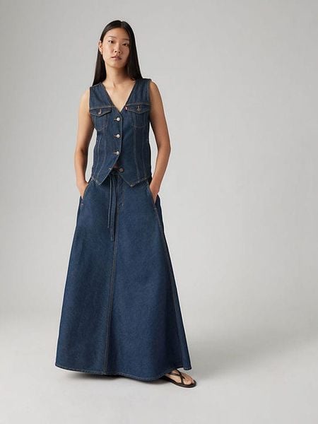 Levi's Spódnica dżinsowa w kolorze granatowym rozmiar: W29. Niebieskie spódnice Levi's, s, z aplikacjami, z bawełny, maxi, rozkloszowane. Za 299.95 zł.