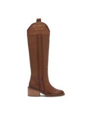 Gino Rossi Kozaki DORA-110383 Brązowy. Brązowe kozaki Gino Rossi, bez wzorów, ze skóry, bez obcasa, na słupku, bez zapięcia. Za 579.99 zł.