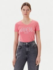 Guess T-Shirt W5YI05 J1314 Różowy Regular Fit. Czerwone t-shirty Guess, s, z aplikacjami, z bawełny, bez kołnierzyka, bez ramiączek. Za 119.99 zł.
