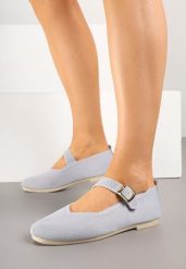 Szare Balerinki z Ozdobnym Paskiem Tellenna. Szare baleriny Born2be, bez wzorów, biznesowe, bez obcasa, bez zapięcia. Za 49.99 zł.