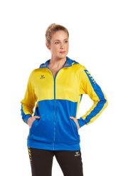 Wielobarwna kurtka treningowa Erima Six Wings z kapturem. Niebieskie kurtki Erima, bez wzorów, z bawełny, klasyczne, z kapturem. Za 306.99 zł.