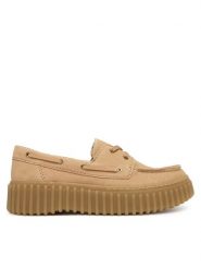 Clarks Półbuty Torhill Boat 26186301 Beżowy. Brązowe półbuty wsuwane Clarks, bez wzorów, ze skóry, bez obcasa, na płaskiej podeszwie. Za 519.99 zł.