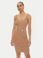 Pinko Sukienka dzianinowa Cactuis 102879 A1LK Beżowy Slim Fit. Brązowe sukienki Pinko, l, bez wzorów, z dzianiny, bez kołnierzyka, bez ramiączek. Za 1,649.00 zł.