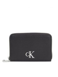 Calvin Klein Jeans Mały Portfel Damski Minimal Monogram M Zip Around T K60K611970 Czarny. Czarne portfele Calvin Klein Jeans, bez wzorów, z jeansu. Za 179.99 zł.