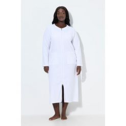 Damskie Szlafrok dwukierunkowy zamek błyskawiczny frotte miękki w dotyku. Białe szlafroki damskie Ulla Popken, plus size, bez wzorów, z bawełny, bez ramiączek. Za 239.99 zł.
