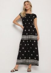 Czarna Sukienka z Wiskozy ze Wzorem Boho Ellirose. Czarne sukienki Born2be, na co dzień, l, z aplikacjami, z wiskozy, boho, bez kołnierzyka, bez ramiączek, maxi. Za 99.99 zł.