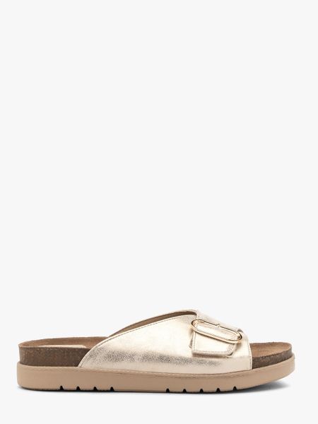 Platynowe klapki damskie płaskie. Szare klapki Ryłko, bez wzorów, z syntetyku, eleganckie, bez obcasa, na płaskiej podeszwie, bez zapięcia. W wyprzedaży za 199.99 zł.