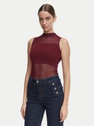 Morgan Top 252-MJULIE Bordowy Slim Fit. Czerwone topy Morgan, xl, bez wzorów, z wiskozy, bez kołnierzyka, bez ramiączek. Za 209.99 zł.