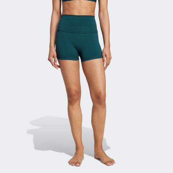 Legginsy All-Me Sculpt Booty Short. Niebieskie legginsy adidas, bez wzorów, sportowe, krótkie. Za 199.00 zł.
