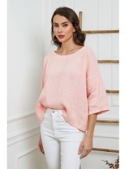 Fleur de Lin Lniana bluzka "Georginia" w kolorze jasnoróżowym rozmiar: XL. Różowe bluzki Fleur de Lin, xl, bez wzorów, ze lnu, bez kołnierzyka, bez ramiączek. Za 110.04 zł.