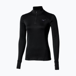 Bluza do biegania damska Mizuno Active Warm Half Zip. Czarne bluzy bez kaptura Mizuno, s, bez wzorów, z elastanu, bez kaptura, do biegania. Za 179.99 zł.