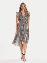 Morgan Sukienka koktajlowa 252-RCOBA.F Srebrny Regular Fit. Szare sukienki Morgan, bez wzorów, z syntetyku, wizytowe, bez kołnierzyka, bez ramiączek. Za 469.99 zł.