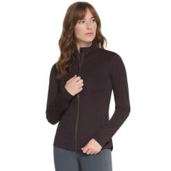 Bluza dresowa sportowa damska Go Flex Harmony Full Zip Jacket. Brązowe bluzy bez kaptura Skechers, s, bez wzorów, z dresówki, bez kaptura, trekkingowe. Za 199.99 zł.