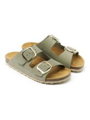 Mandel Skórzane klapki "Alberto" w kolorze khaki rozmiar: 40. Brązowe klapki Mandel, bez wzorów, z nubiku, klasyczne, z otwartym noskiem, bez obcasa, bez zapięcia. Za 152.99 zł.