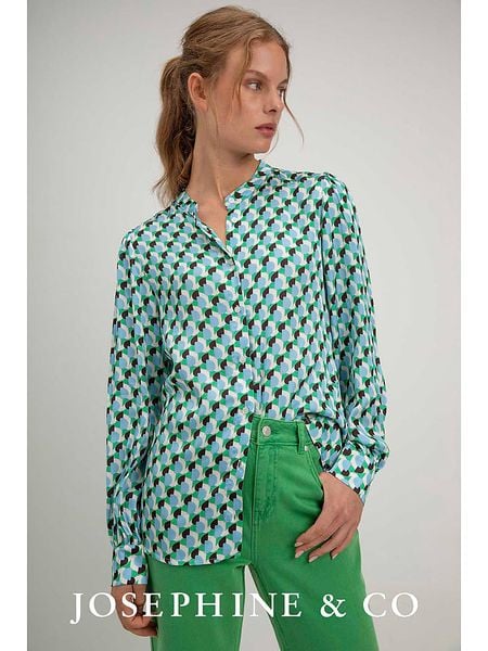 Josephine & Co Bluzka "Sigrid" w kolorze zielonym rozmiar: 34. Zielone bluzki Josephine & Co, bez wzorów, z wiskozy, bez kołnierzyka, bez ramiączek. Za 109.26 zł.