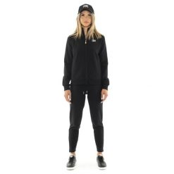 Zimowy damski kombinezon zapinany na zamek i kołnierzyk „Silver”. Czarne kombinezony LEONE 1947 APPAREL, na zimę, bez wzorów, z dresówki, sportowe, bez kołnierzyka, bez ramiączek. W wyprzedaży za 223.60 zł.