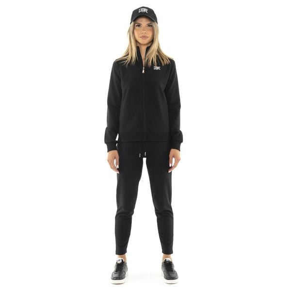 Zimowy damski kombinezon zapinany na zamek i kołnierzyk „Silver”. Czarne kombinezony LEONE 1947 APPAREL, na zimę, bez wzorów, z dresówki, sportowe, bez kołnierzyka, bez ramiączek. W wyprzedaży za 223.60 zł.